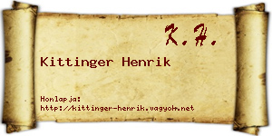 Kittinger Henrik névjegykártya